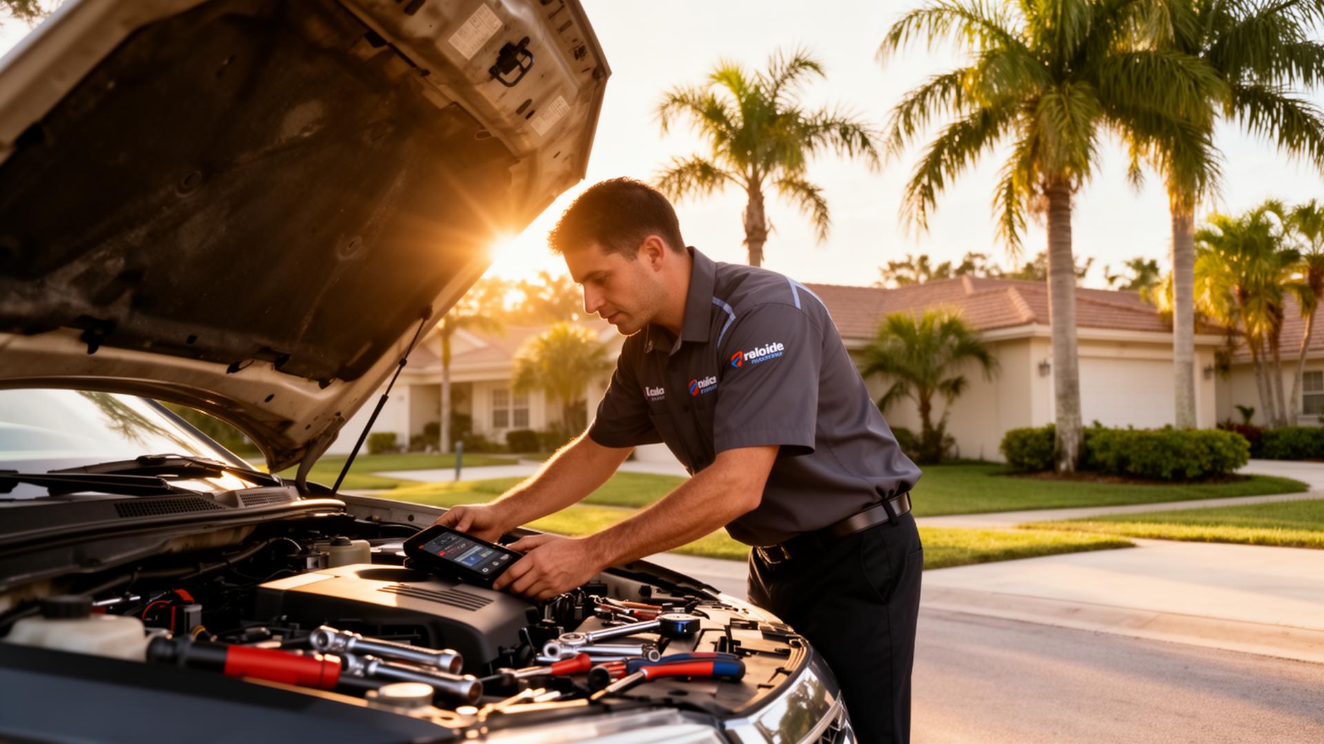 Mobile mechanic working on a car in Ocala, Florida